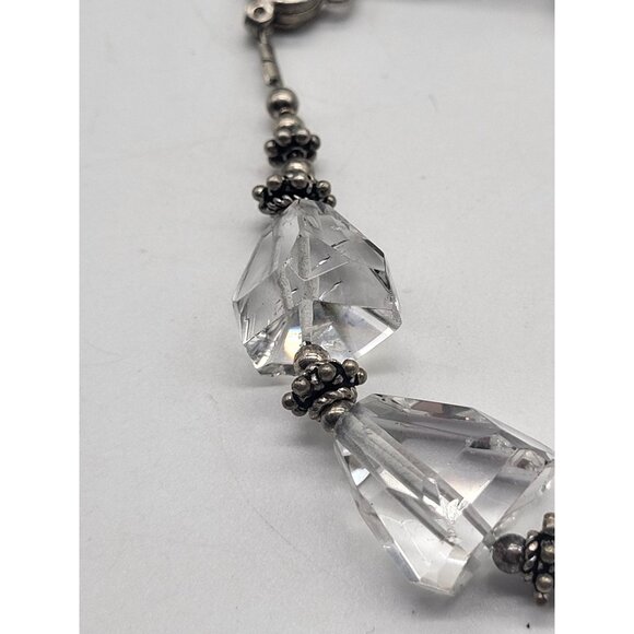 Chunky Asymmetrical Clear Quartz? Bracelet Sterling Silver 925 Heart Clasp - Picture 4 of 9